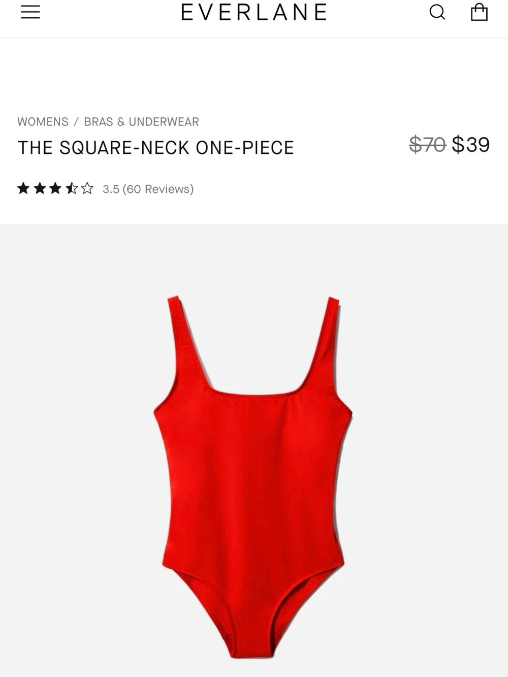 Everlane Women’s Bright Red One-Piece Swimsuit - Picture 5 of 5